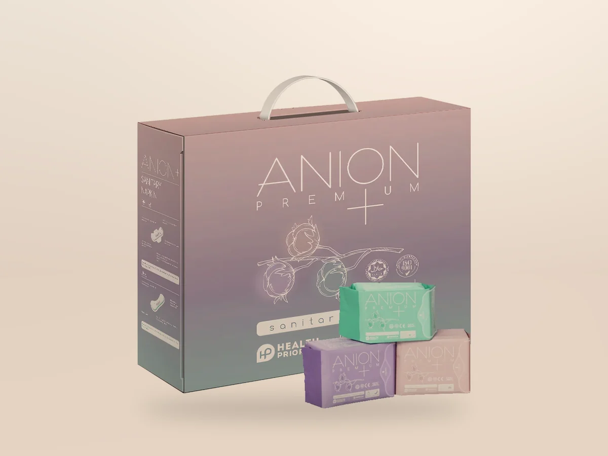 Anion Pads (box of 19 packs) on a beige background, photo 1