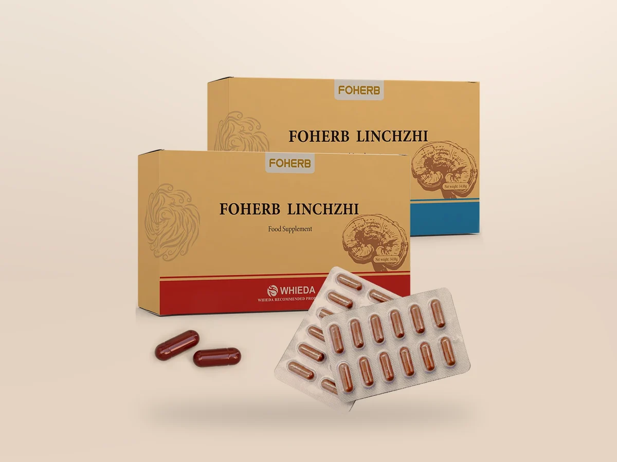 Fohou Lingzhi Capsules — on a beige background, photo 1